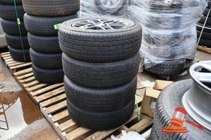 61 · 4 X BRIDGESTONE DUELER H/T, 265/60R20, WITH BLACK/SILVER RIMS, 6 HOLE, POSS OTHERS, ON A PALLET