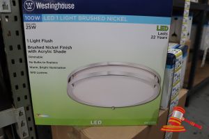 158 · WESTINGHOUSE LED FLUSH LIGHT, BRUSHED NICKLE FINISH WITH ACRYLIC SHADE, DIMMABLE, HEIGHT: 3.5", DIAMTER: 15.75", 100W, CODE: 6401235