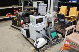 66 · 1 X PALLET OF MIXED HOUSEHOLD ITEMS, INCLUDES: 2X MICROWAVES DAEIWOO KOR - 86FB, BREVILLE BM0230 , VACUUM CLEANERS, FAN, AIR PURIFIER, KETTLE, STAINLESS STEEL COFFEE URN, , VARIOUS HOSES AND ATTACHMENTS, ETC ALL UNTESTED