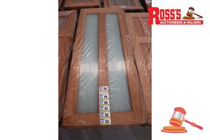 19 · TIMBER DOOR WITH 2x FROSTED GLASS PANELS, CODE: BATAM, 2040 x 820 x 38mm