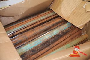 45 · APPROX 40 X WEAR PLATES, VARIOUS SIZES AND PROFILES (SOME MARKS), IN A BOX, ON A PALLET (PO; FX1C502113)