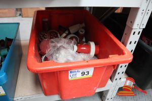 93 · TUB WITH ASSORTED HEAVY DUTY ELECTRICAL PLUGS/CONNECTORS