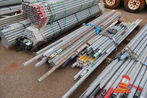 Approx 30 X Galvanised Steel Scaffold Tube, Various Sizes (Used, Some Marks / Paint Residue)