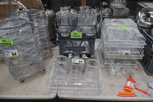 95 · QTY OF ASSORTED PLASTIC, STAINLESS STEEL JUGS AND ICE BUCKETS