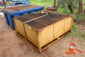 1 X Steel Bund With Metal Grate. Yellow. Approx 1600 X 1400 X H700mm