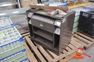 115 · 1 X, STAINLESS STEEL STORAGE COMPARTMENT, WITH DRAWS, APPROX; 90CM W X 55CM D X 90CM H, (SOME MARKS, ON A PALLET) (REF; 171472-6)