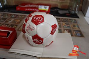 21 · 1 X COCA-COLA PROMOTIONAL SOCCER BALL, RED AND WHITE, OFFICIAL SIZE (SOME MARKS)