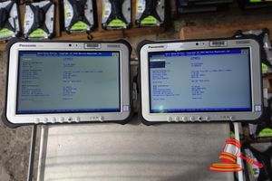 75 · 2 X PANASONIC FZ-G1 TOUGHPAD, INTEL CORE i5 7300U 2.60GHZ CPU, 8GB RAM, 500GB SSD / NO OS, SCREEN DAMAGE/HEAVY SCREEN WEAR, 5220 / 1680 HOURS, SN:1FTSC37892 / 2FTSD48078 (SCREEN FLICKERING), AN:ITT36050 / ITT35457, UNTESTED ( NO CHARGER / SOME MARKS)