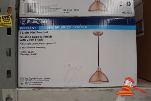 216 · WESTINGHOUSE MINI PENDANT LIGHT, BRUSHED COPPER FINISH WITH CAGE SHADE, ADJUSTABLE CORD LENGTH UP TO 50", CODE: 6103935
