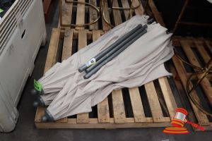 3 X Outdoor Shade Umbrellas Beige Colour ,(3 X Pole Extensions) Various Conditions, General Wear And Tear