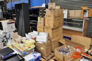 74 · PALLET OF MEDICAL PPE, INCLUDES: MULTIGATE PROTECTIVE GOGGLES, PRO-VAL CPE SHOECOVERS BLUE 1000PCS, PRO-VAL PP SHOECOVERS BLUE 500PCS, WORX RADAR SAFETY EYEWEAR FORCE 360 CLEAR LENS 12 PACK, 3M N95 RESPIRATOR MODEL 1870+, VARIOUS OTHERS (, BOXED) # IMAGE