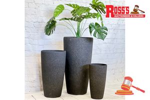 55 · Matching set of 2 Vintage Stone Planters - Sizes: 32 x 58 cm, 23 x 42 cm, RRP $135 Create a stylish designer display with this matching set of 2 planters from the 2003 Tolly Stone Pot range at Lots of Pots - Lightweight Pots WA. Featuring a tall round tapered planter with a rough stone finish, this range brings a clean, contemporary look to homes, patios, courtyards, entryways and landscaped spaces. Constructed from stone-resin composite: 50% stone, 45% high-density resin and 5% fibreglass, it c