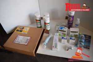 Unused Lot of Automotive Air Conditioning Anti-Bacterial Spray & Assorted Components *3M Drip Chek Sealer, Leak Detection Dye, Coil Coatings etc