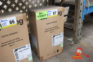 87 · 1 X SMEG COFFEE GRINDER, MODEL: CGF11PGAU, UNTESTED (POSS UNUSED, BOXED)