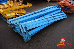 Approx; 30 X Blue Pallet Racking Cross Beams, Approx; 2.7m L, Some Marks/Rust, On A Pallet