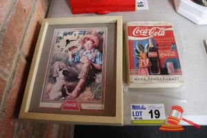 Bundle With 1x Vintage Coca-Cola Framed Picture With Clock And 1x For God, Country And Coca-Cola Book By Mark Pendergrast