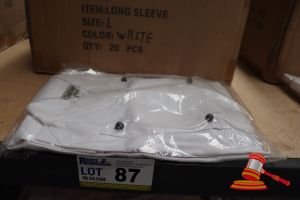 87 · 20x WHITE LONG SLEEVE CHEFS JACKETS, SIZE: L