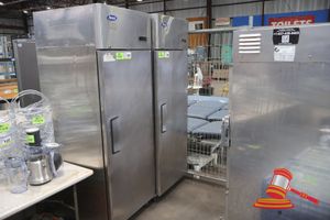 108 · 1 X ATOSA UPRIGHT REFRIGERATOR, MODEL: MBF8004, 670L CAPACITY, MOBILE. STAINLESS STEEL. 10AMP (PLUG). APPROX 730 X 800 X H2000MM. SOME MARKS/DAMAGE