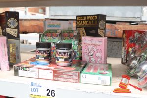 26 · BUNDLE OF TOYS INCLUDING: 1x SOLID WOOD MANCALA, 1x PROPELLER ENGINE, 1x GAME SUPER, 1x KILLER BUNNIES BOOSTER DECK, YO-YOS, 2x FACE PAINTS