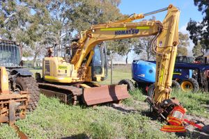1 · 2016 KOMATSU PC138 EXCAVATOR YELLOW, CHASSIS# CT-15718687, ODOMETER UNSIGHTED 1x GENERAL PURPOSE BUCKET 4 TEETH, 1x TRENCHING BUCKET 3 TEETH (*KEY# 172*), (ASSET# FEX005). **TAGGED AS FUEL SYSTEM NEEDS REPLACING, FINAL DRIVE NEEDS REPAIRS, VARIOUS LEAKS & CHARGING ISSUES.** (B1945820)