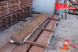 56 · JAR247 - JARRAH FEATURE AND BETTER GRADE 300-440x45-50mm@ 2.5m- Rough Sawn Slab