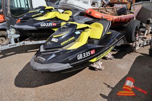 Sea Doo GTR Jet Ski Black/Yellow, 4-Tec, Year Unknown Reg #: GB335, Expiry: 12/2026 ODO: Hrs not showing HIN: CA-YDV238951516 Features: Inbuilt Storage Box, Fire Extinguisher, Off Shore Flares, Small Anchor. Condition: **Marks Plastic Front Trim, Damaged Rear Foam.** Panel: FAIR, Paint: FAIR, Glass: FAIR, Upholstery: FAIR, Overall Condition: FAIR