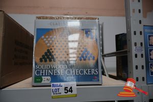 54 · BOX OF SOLID WOOD CHINESE CHECKERS GAMES, UNOPENED