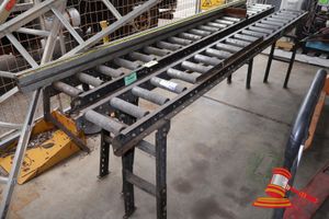 1 X ROLLER CONVEYOR, STEEL FRAME WITH METAL ROLLERS, SOME MARKS/RUST, APPROX; 3M L X 290MM W