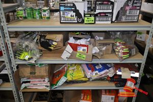 Approx 7 X Boxes Of Mixed Retail Items, Includes: Blistex Ultra Lip Balm Spf50+, Hi-Vis Work Gloves, Cut Resistant Gloves, Various Other Type Of Gloves And Ppe, (Boxed), On Shelving