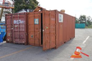 5 · 1x 20FT CONTAINER - ORANGE - WITH SOLAR PANEL ON ROOF - LIGHTING INSIDE - SHELVING ALONG WALL AND CONTENTS - CON# TRLU3150151. *** PICK UP BY APPOINTMENT ONLY *** (S44# 2024074, DR# 52292)