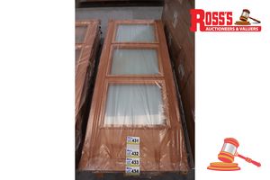 434 · TIMBER DOOR WITH 3x FROSTED GLASS PANELS, CODE: ED 20, 2040 x 820 x 38mm