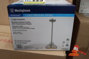 Westinghouse Pendant Light, Brushed Nickel Finish With Hammered Shade, Height: 38.50", Diameter: 10.24", Code: 6309635
