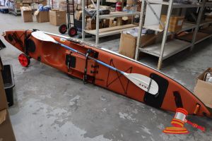 STEALTH FISHING KAYAK WITH PADDLE AND TROLLEY