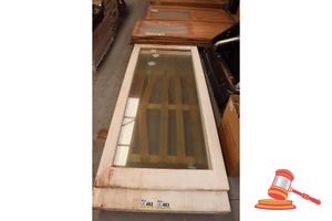 463 · TIMBER DOOR WITH GLASS PANEL, APPROX 1065 x 2395 x 40mm (SLIGHT WATER STAIN)