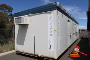 2 · Transportable Site Office, Approx 12m x 3m, 2 Door, Make: Instant Products Group, with 2 x Air Conditioners, Ceiling Lights, 2 x Built-in Cupboards with Sinks. Note: To be Removed by Supatilt or Side Lifter at Buyers Own Expense.