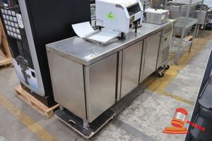 19 · 1 X FAGOR COMMERCIAL UNDER COUNTER REFRIGERATOR, STAINLESS STEEL, 3 DOOR, MODEL: MSP200G, 10AMP (PLUG). APPROX 600 x 800 x 2000MM. NO SHELVES. (SOME MARKS)