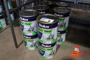 9 · 12 X DULUX WASH&WEAR PAINT TINS, 101 BARRIER TECHNOLOGY, VIVID WHITE ,SEMI GLOSS, 4 LITRES,