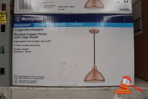 211 · WESTINGHOUSE MINI PENDANT LIGHT, BRUSHED COPPER FINISH WITH CAGE SHADE, ADJUSTABLE CORD LENGTH UP TO 50", CODE: 6103935
