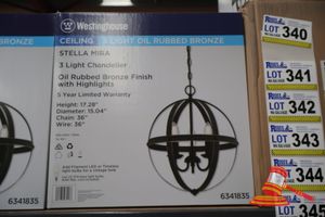 Westinghouse 3 Light Chandelier, Oil Rubbed Bronze Finish With Highlights, Height: 17.28", Diameter: 15.04", Chain: 36", Wire: 36", Code: 63418535