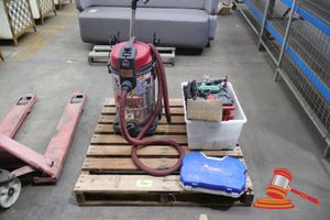 37 · PALLET WITH MULTIPLE ITEMS INCLUDING FULL BOAR WET AND DRY VACUUM CLEANER, MODEL# FBWDV-1240PT, BORDO HOLE SAW KIT AND VARIOUS MILWAWKEE BRANDED ITEMS