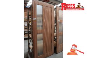 345 · TIMBER DOOR WITH 2x GLASS PANELS, CODE: ED 31, 2020 x 870 x 38mm