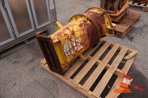 CYCLONE ATTACHMENT, YELLOW, BOTTOM DUMP DOOR (HEAVY RUST / WEAR THROUGHOUT), APPROX; 530MM W X 660MM D X 1.2M H