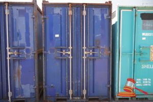 Shipping Container,Approx 1800 X 1600 X 2700 Mm, Blue, With Locking Bars (Some Marks)