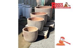 135 · Matching set of 4 Sandstone Planters - Sizes: 85 x 68 cm, 70 x 59 cm, 60 x 48 cm, 49 x 40 cm, RRP $1,910 Create a striking designer display from the Atlantis range, featuring a sandblasted surface and natural Sandstone finish, the graduating sizes create a beautifully coordinated display with an authentic, earthy character. Crafted from traditional clay, these are substantial, very heavy planters with the solid feel and authentic character of traditional pottery. Their weight gives them a ground