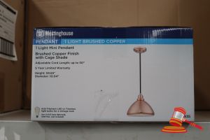Westinghouse Mini Pendant Light, Brushed Copper Finish With Cage Shade, Adjustable Cord Length Up To 50", Height: 59.65", Diameter: 10.04", Code: 6103935