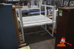 19 · 2 X WHITE METAL FRAME DESK, MODERN STYLE, EXTENDABLE LEGS, L1500 X W750 X H730(POSS UNUSED)