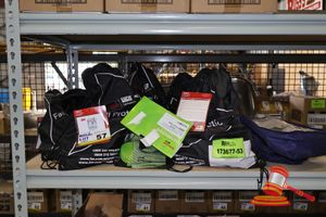 APPROX 6 X ITEMS OF FALL PROTECTION EQUIPMENT, INCLUDES: 3M PROTECTA RIGGERS HARNESS MODEL: AB123S, HONEYWELL MILLER WEBBING TIE OFF ADAPTOR MODEL: WTO2M, AND LANYARD SINGLE STRETCH, 1.5M, MODEL; L11SEC1.5, IN BAGS
