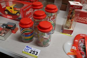 253 · BUNDLE OF ASSORTED COCA-COLA JARS WITH LIDS