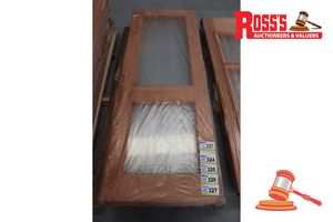 TIMBER DOOR WITH 2x GLASS PANELS, CODE: ACEH, 2040 x 720 x 40mm