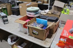 23 · BUNDLE OF ITEMS INCLUDING BOX OF THREAD TAPE (APPROX 330 ROLLS) 2025 DIARYS, 6 X ROLLS OF FOAM TAPE, 1 X BATTERY BOX, ETC